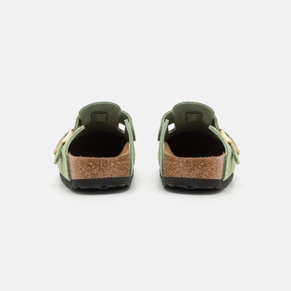 Birkenstock Boston Soft Footbed Suede Leather in Green Tea - Picture 4 of 16
